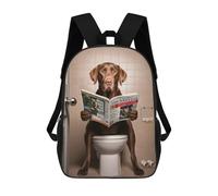 sinyumoney 3D Printed Children's Backpack Brown Labrador on Toilet School Backpack High Capacity Travel Book Bags for Boys Elementary And Middle School Students 17inch