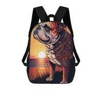 sinyumoney 3D Printed Children's Backpack Bulldog Style 1 Travel Lightweight School Bag Fashion School Backpack for Kids School Students 17inch