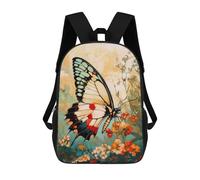 sinyumoney 3D Printed Children's Backpack Butterfly on Flowers School Backpack High Capacity Travel Book Bags for Boys Elementary And Middle School Students 17inch