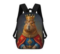 sinyumoney 3D Printed Children's Backpack Capybara King School Backpack High Capacity Travel Book Bags for Boys Elementary And Middle School Students 17inch