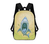 sinyumoney 3D Printed Children's Backpack Cartoon Shark with Open Mouth School Backpack High Capacity Travel Book Bags for Boys Elementary And Middle School Students 17inch