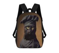 sinyumoney 3D Printed Children's Backpack Cat Chef in Uniform School Backpack High Capacity Travel Book Bags for Boys Elementary And Middle School Students 17inch