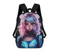 sinyumoney 3D Printed Children's Backpack Cat Gorl Pink White Hair Travel Lightweight School Bag Fashion School Backpack for Kids School Students 17inch
