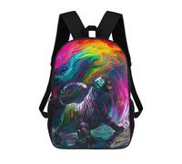 sinyumoney 3D Printed Children's Backpack Chasing Rainbows School Backpack High Capacity Travel Book Bags for Boys Elementary And Middle School Students 17inch