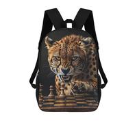 sinyumoney 3D Printed Children's Backpack Cheetah Chess Travel Lightweight School Bag Fashion School Backpack for Kids School Students 17inch