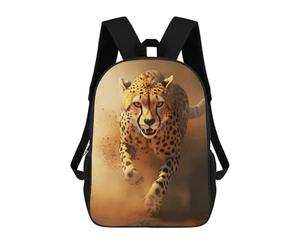 sinyumoney 3D Printed Children's Backpack Cheetah Running Through Dust - African Wildlife Photo Travel Lightweight School Bag Fashion School Backpack for Kids School Students 17inch
