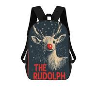 sinyumoney 3D Printed Children's Backpack Christmas Rudolph The Reindeer School Backpack High Capacity Travel Book Bags for Boys Elementary And Middle School Students 17inch