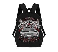 sinyumoney 3D Printed Children's Backpack Classic Car with Guns School Backpack High Capacity Travel Book Bags for Boys Elementary And Middle School Students 17inch