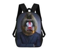 sinyumoney 3D Printed Children's Backpack Classy Cool Baboon School Backpack High Capacity Travel Book Bags for Boys Elementary And Middle School Students 17inch