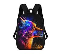 sinyumoney 3D Printed Children's Backpack Colorful Cosmic Wolf Portrait School Backpack High Capacity Travel Book Bags for Boys Elementary And Middle School Students 17inch