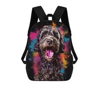 sinyumoney 3D Printed Children's Backpack Colorful Dog Portrait Art Print School Backpack High Capacity Travel Book Bags for Boys Elementary And Middle School Students 17inch