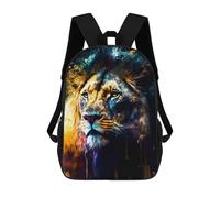 sinyumoney 3D Printed Children's Backpack Colorful Lion Portrait -19 School Backpack High Capacity Travel Book Bags for Boys Elementary And Middle School Students 17inch
