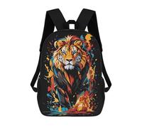 sinyumoney 3D Printed Children's Backpack Colorful Lion School Backpack High Capacity Travel Book Bags for Boys Elementary And Middle School Students 17inch