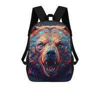 sinyumoney 3D Printed Children's Backpack Colorful Roaring Bear Art School Backpack High Capacity Travel Book Bags for Boys Elementary And Middle School Students 17inch