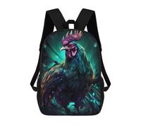 sinyumoney 3D Printed Children's Backpack Colorful Rooster Illustration School Backpack High Capacity Travel Book Bags for Boys Elementary And Middle School Students 17inch