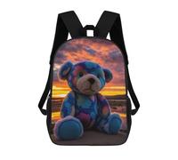 sinyumoney 3D Printed Children's Backpack Colorful Sunset Teddy Bear Travel Lightweight School Bag Fashion School Backpack for Kids School Students 17inch