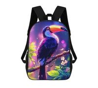 sinyumoney 3D Printed Children's Backpack Colorful Toucan on Branch Travel Lightweight School Bag Fashion School Backpack for Kids School Students 17inch