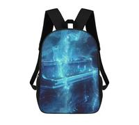 sinyumoney 3D Printed Children's Backpack Cosmic Blue Grand Piano School Backpack High Capacity Travel Book Bags for Boys Elementary And Middle School Students 17inch