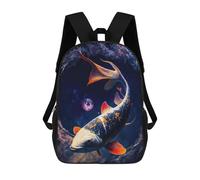 sinyumoney 3D Printed Children's Backpack Cosmic Koi 2 School Backpack High Capacity Travel Book Bags for Boys Elementary And Middle School Students 17inch