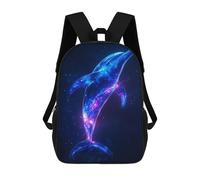sinyumoney 3D Printed Children's Backpack Cosmic Space Dolphin Travel Lightweight School Bag Fashion School Backpack for Kids School Students 17inch