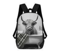 sinyumoney 3D Printed Children's Backpack Cow on The Bathroom Travel Lightweight School Bag Fashion School Backpack for Kids School Students 17inch