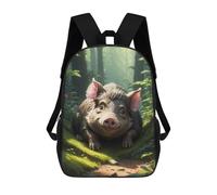 sinyumoney 3D Printed Children's Backpack Curious Piglet in The Wood School Backpack High Capacity Travel Book Bags for Boys Elementary And Middle School Students 17inch
