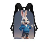 sinyumoney 3D Printed Children's Backpack Cute Bunny School Backpack High Capacity Travel Book Bags for Boys Elementary And Middle School Students 17inch
