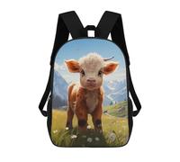 sinyumoney 3D Printed Children's Backpack Cute Calf in Mountain Meadow Travel Lightweight School Bag Fashion School Backpack for Kids School Students 17inch