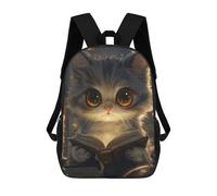 sinyumoney 3D Printed Children's Backpack Cute Cat Reading Book School Backpack High Capacity Travel Book Bags for Boys Elementary And Middle School Students 17inch