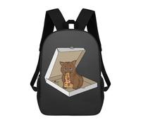 sinyumoney 3D Printed Children's Backpack Cute Cat Stealing Pizza Travel Lightweight School Bag Fashion School Backpack for Kids School Students 17inch