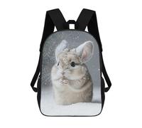 sinyumoney 3D Printed Children's Backpack Cute Chinchilla in Snow School Backpack High Capacity Travel Book Bags for Boys Elementary And Middle School Students 17inch