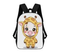 sinyumoney 3D Printed Children's Backpack Cute Cow in Giraffe Costume School Backpack High Capacity Travel Book Bags for Boys Elementary And Middle School Students 17inch