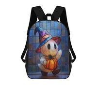 sinyumoney 3D Printed Children's Backpack Cute Ghost with Pumpkin And Witch Hat Travel Lightweight School Bag Fashion School Backpack for Kids School Students 17inch