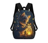 sinyumoney 3D Printed Children's Backpack Cute Puppy with Fireflies School Backpack High Capacity Travel Book Bags for Boys Elementary And Middle School Students 17inch