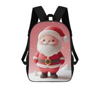 sinyumoney 3D Printed Children's Backpack Cute Santa Claus School Backpack High Capacity Travel Book Bags for Boys Elementary And Middle School Students 17inch