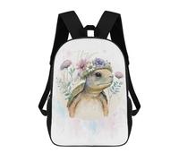 sinyumoney 3D Printed Children's Backpack Cute Watercolor Turtle School Backpack High Capacity Travel Book Bags for Boys Elementary And Middle School Students 17inch