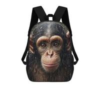 sinyumoney 3D Printed Children's Backpack Cute Wet Chimpanzee School Backpack High Capacity Travel Book Bags for Boys Elementary And Middle School Students 17inch