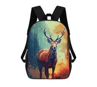 sinyumoney 3D Printed Children's Backpack Deer in Autumn Forest School Backpack High Capacity Travel Book Bags for Boys Elementary And Middle School Students 17inch