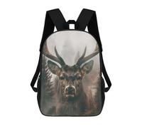 sinyumoney 3D Printed Children's Backpack Deer in Foggy Forest School Backpack High Capacity Travel Book Bags for Boys Elementary And Middle School Students 17inch