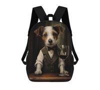 sinyumoney 3D Printed Children's Backpack Dog X Wine School Backpack High Capacity Travel Book Bags for Boys Elementary And Middle School Students 17inch