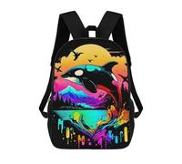 sinyumoney 3D Printed Children's Backpack Dolphin School Backpack High Capacity Travel Book Bags for Boys Elementary And Middle School Students 17inch