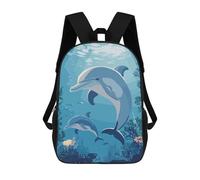 sinyumoney 3D Printed Children's Backpack Dolphins Underwater Travel Lightweight School Bag Fashion School Backpack for Kids School Students 17inch