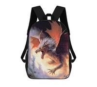 sinyumoney 3D Printed Children's Backpack Dragon Breaks Through Stone Wall School Backpack High Capacity Travel Book Bags for Boys Elementary And Middle School Students 17inch