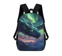 sinyumoney 3D Printed Children's Backpack Dragon in Northern Lights Travel Lightweight School Bag Fashion School Backpack for Kids School Students 17inch