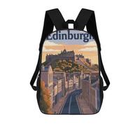 sinyumoney 3D Printed Children's Backpack Edinburgh Travel Poster School Backpack High Capacity Travel Book Bags for Boys Elementary And Middle School Students 17inch