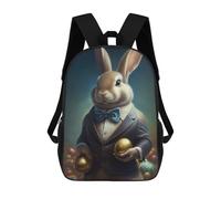 sinyumoney 3D Printed Children's Backpack Elegant Bunny with Golden Eggs School Backpack High Capacity Travel Book Bags for Boys Elementary And Middle School Students 17inch