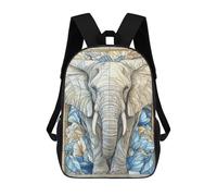 sinyumoney 3D Printed Children's Backpack Elephant Stained Glass School Backpack High Capacity Travel Book Bags for Boys Elementary And Middle School Students 17inch