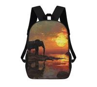 sinyumoney 3D Printed Children's Backpack Elephant Sunset School Backpack High Capacity Travel Book Bags for Boys Elementary And Middle School Students 17inch