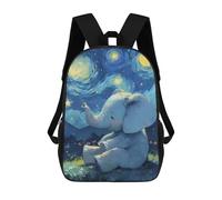 sinyumoney 3D Printed Children's Backpack Elephant Under Starry Night Sky Travel Lightweight School Bag Fashion School Backpack for Kids School Students 17inch