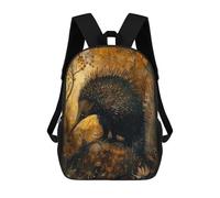 sinyumoney 3D Printed Children's Backpack Enchanted Echidna School Backpack High Capacity Travel Book Bags for Boys Elementary And Middle School Students 17inch